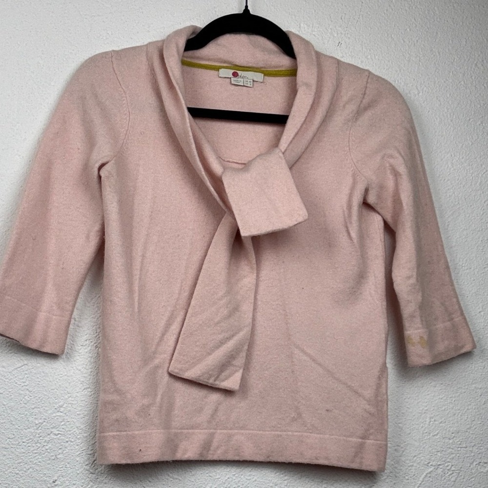 Boden Pink Tie Neck Sweater - 6 - Wool Cashmere Blend K0112 Preppy Classic Cozy